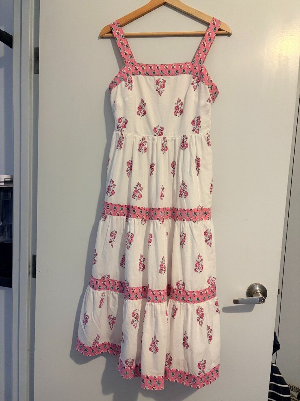 J. Crew 100% Cotton Square neck Tiered Midi Summer Dress With Pockets, Size 00